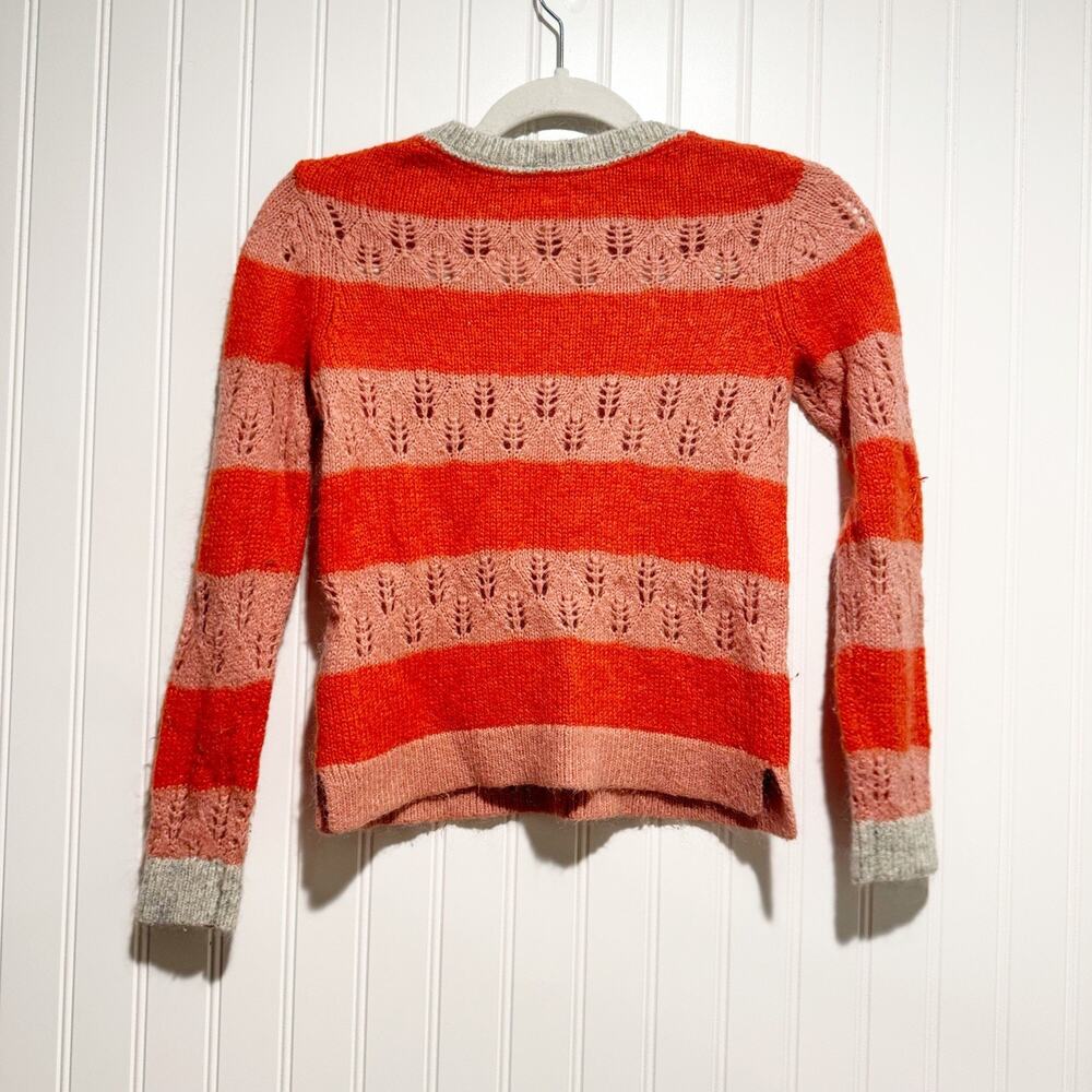 Mini Boden Pink Red Striped Mohair Sweater Pointelle Knit Girls 8/9 - Picture 6 of 6